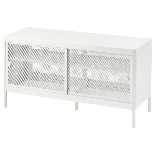 ProTuning MACKAPÄR Banco de almacenamiento con puertas correderas, blanco, 100x37 cm