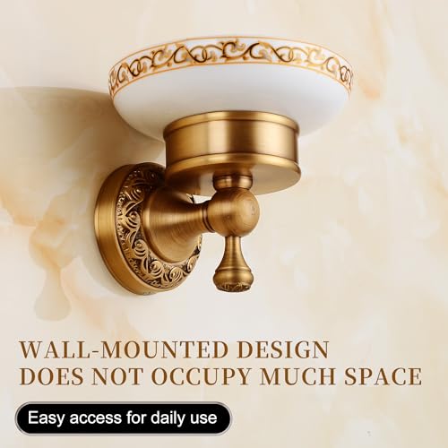 Image of Wall Mounted Bathroom Soap Dish Holder, Antique Brass Pattern Carving,Brushed Bronze