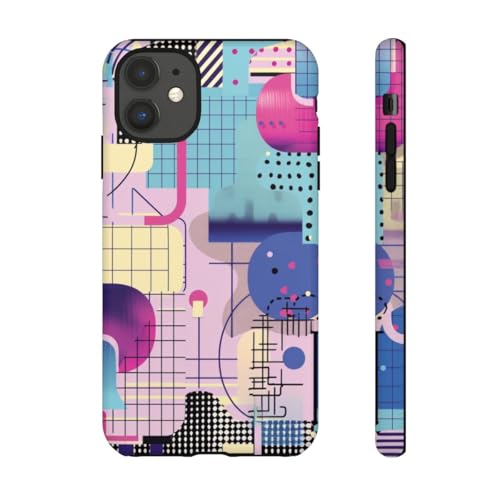Coque iPhone 11 motif géométrique abstrait bleu rigide et mat