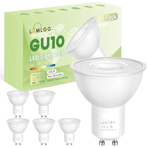 Lumlog GU10 LED Bulbs Warm White 3000K 5W Spotlight Light Bulb 810LM Energy Saving 50W Equivalent Non-Flicker Non-Dimmable for Home Lighting 6 Pack