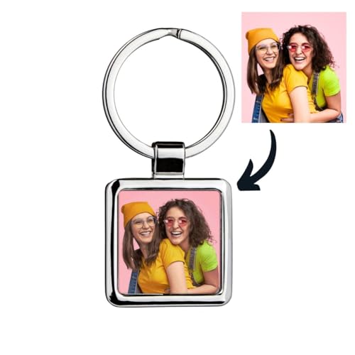DEREGALOOS Llavero con Foto Personalizado Cuadrado | Varios modelos a elegir | Regalos personalizados con foto | Llaveros para el Día del Padre, Día de la Madre, San Valentín, Amigos (Metal cuadrado)