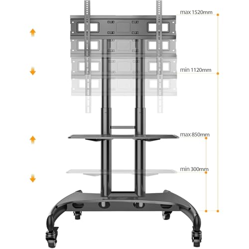 Image of BIG VUE TV Cart, Stand for LCD LED 4K Flat Screen TVs for Bedroom, Living Room, Studio Classic Design, Home Decor (Trolley, 32-75 Inch)