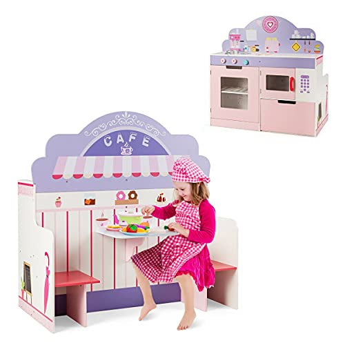 2 in 1 Kinderküche und Restaurant doppelseitiges Rollenspiel Set Spielküche HUIJK – Bild 8