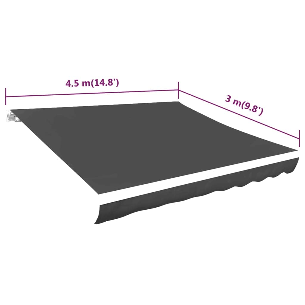 Tissu de Remplacement pour Auvent, Tissu de Rechange pour Auvent Toile pour Store Banne Toile d'auvent Anthracite 450x300 cm
