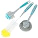 Produktbild com-four® 3-teiliges Bürstenset aus Flaschenbürste, Topfbürste und Draht-Spülbürste, Starter-Set Haushaltsbürsten, Reinigungsbürsten (Set 01-03-teilig)