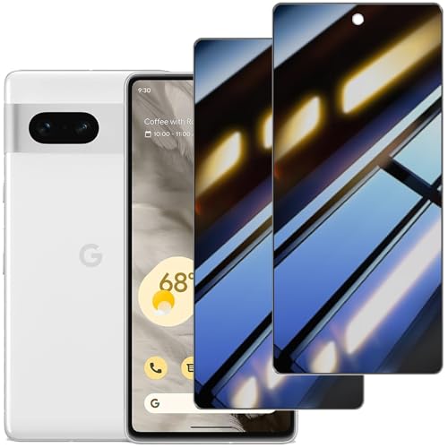 Image of skoxno Privacy Screen Protector for Google Pixel 7, 2 Pack Anti-Spy Tempered Glass Film, Fingerprint Unlock Compatible, Anti-Scratch, HD Clear, Case Friendly, Easy Installation, Bubble Free