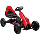 HOMCOM Gokart Tretauto mit Handbremse für Kinder 3-8 Jahren Schwarz