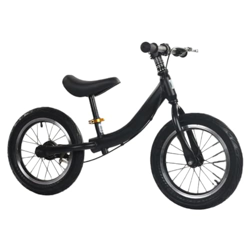 ペダルなし自転車 ラージバランストレーニングバイク 12インチ/14インチ/ 16インチ キックバイク 5?10歳向けのキッズ 頑丈なスチールフレーム 庭/屋外/裏庭で遊ぶためのペダルトレーニング自転車はありません ブレーキ付き (12インチ,ブラック)