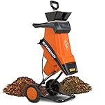 SuperHandy Wood Chipper Shredder Electric 1.5" (39mm) Max Wood Capacity 17:1 Reduction 15A 1800W 120VAC Dual Edge Blades for Fire Prevention & Firebreaks (Amazon Exclusive for USA)