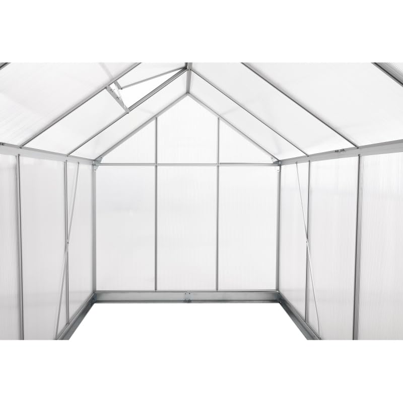 Serre en polycarbonate alvéolaire 6 mm, Ezooza Oslo, 190 x 380 cm, avec fondation