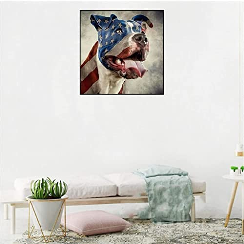 Image of Street27 5D DIY Diamond Painting Kits for Adults Kids, Flag and Dog Full Drill Embroidery Cross Stitch Crystal Rhinestone Paintings Pictures Arts Wall Decor Painting Dots Kits 11.8X11.8 inch (Flag and Dog)