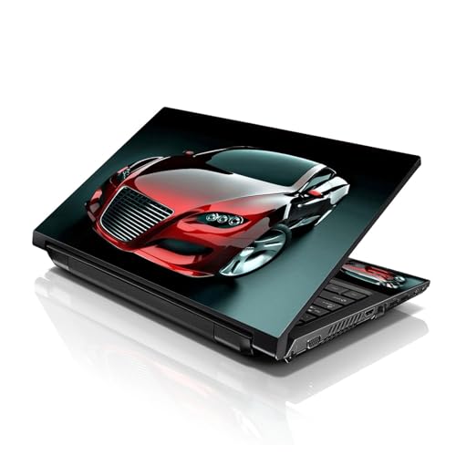 Image of LSS 17 17.3 Inches Laptop Notebook Skin Sticker with 2 Wrist Pads - Reusable Cover Protector Vinyl Sticker Cover Decal Fits 17 inch - 19 inch HP Asus Acer Samsung - Red Audi Car Pattern