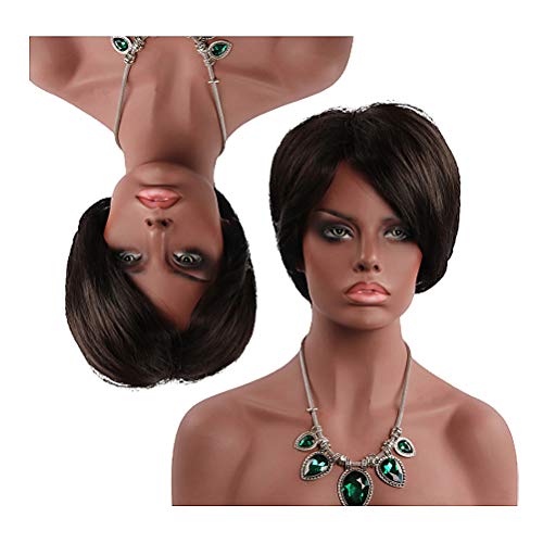 Lurrose Franja oblíqua elegante com peruca de cabelo curto encaracolado Acessórios para cabelo elega