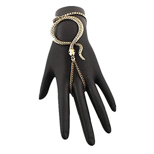 JOTW Burnished Goldtone Snake Adjustable Finger Ring and Slave Hand Chain Bracelet One Size Fits All (F-401) - Image 3