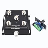 High Power 500W Remote Antenna Switch 4-Wege RF Selector, 12V Controlled HF VHF Changeover Relais for Amateur Radio, SO239 Coaxial Switch Box Multi Input Low Loss Design Black