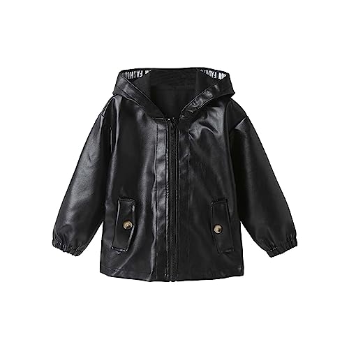 Boy's Faux Leather Jacket Windproof Warm Winter Coat Kids Outerwear Water-proof PU Motorcycle Jacket