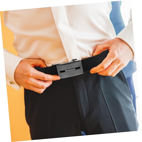 Homoyoyo Men's Nylon Ratchet Belt Automatic Buckle Web Belt for Jeans and Golf Adjustable Durable Canvas Material Comfortable Fit for Daily Use Black2