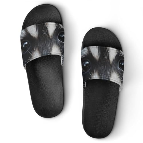 Cute Raccoon Face Men's Bathroom Slippers Shower Indoor Home Beach Outdoor Shoes for Women