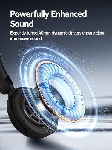Image of 1MORE HQ20 Wireless On-Ear Headphones with Microphone, 85dB Safe Volume, 65H Playtime, Lightweight Foldable Bluetooth Headphones for School /Travel, Android and iOS Compatible, Black