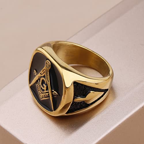 YLWJSP Freemason Gifts Masonic Biker Ring - Master Mason Signet Style Jewelry Band (G 9) — view 3
