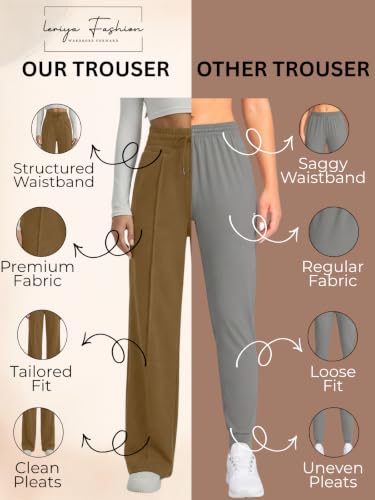 Image of Leriya Fashion Trousers for Woman | Womens High Rise High Waist Flared Korean Style |Joggers for Woman's| Track Pants for Women's Elegant for College & Events (Available in Plus Size)