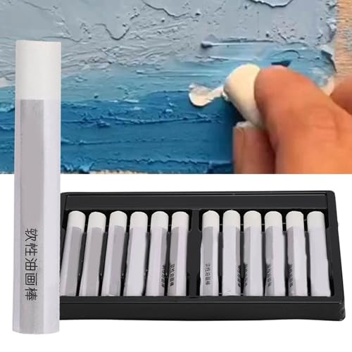 Zerodis Pastello a Olio, 12 Pezzi di Pittura a Olio Bianca con Bastoncini per Bambini, Penna da Disegno, Articoli di Cancelleria per Artigianato Squisito, Buon Effetto di solubilità in