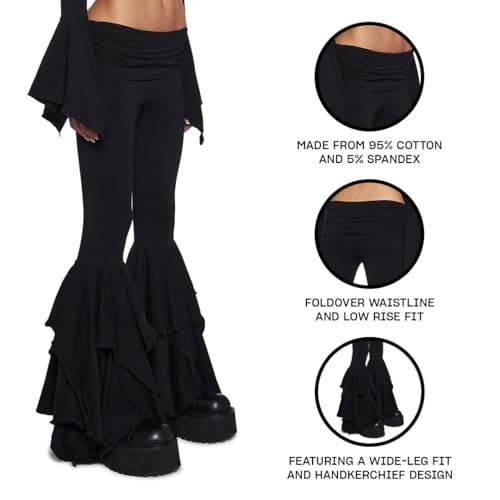 Dolls Kill F is for Fairies Flare Pants by Current Mood - Foldover Waist with Wide Leg and Handkerchief Design3