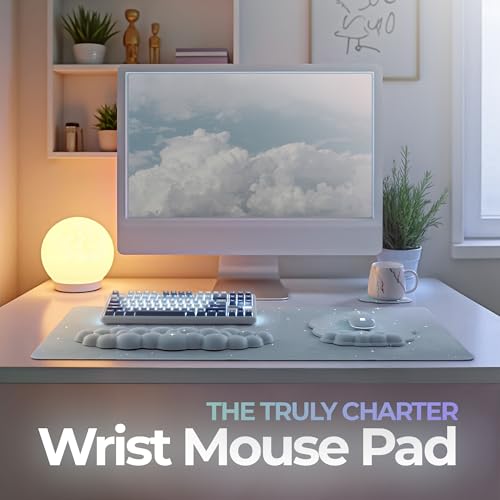 TheTrulyCharter Premium Quality Cloud Wrist Rest Keyboard & Mouse Pad Set – Ergonomic Memory Foam Desk Accessories with Wrist Support for Office & Gaming – Baby-Blue-Sky by TheTrulyCharter - Image 3