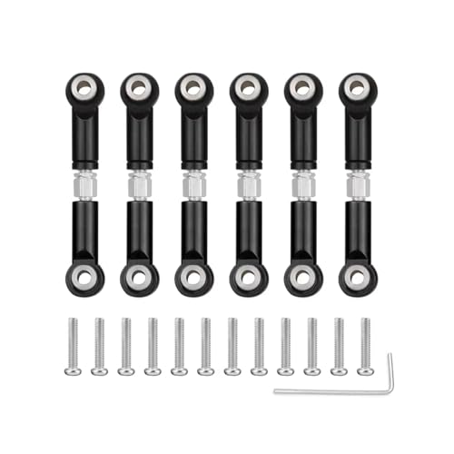 Rc Special Connecting Rod for Wltoys A959 A959-B A949 A969 A979 K929 1/18 Metal Front Rear Servo Link Rod Set RC Car Parts and Accessories Upgrades Replacement Use(Black)