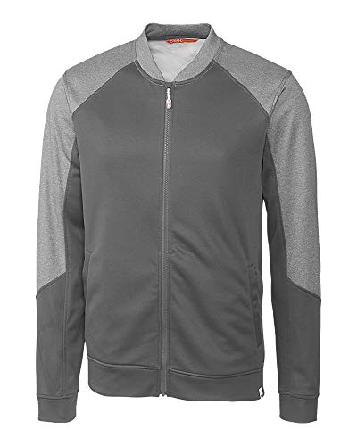 Image of CBUK Men's Pop Fly Colorblock Heathered Fleece Full Zip Bomber Jacket