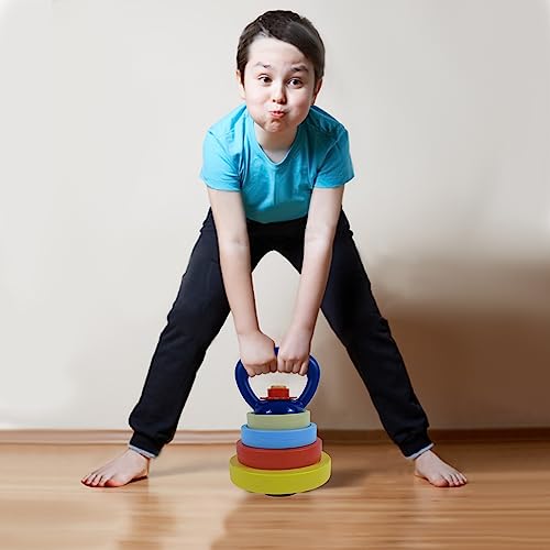 RAINBOW TOYFROG Kids Kettlebell - Fun Exercise Equipment and Stacking Toy Weights - Toddler Gym Workout Toys and Fitness Games - Cool Baby Sports Stuff for Boys and Girls - Adjustable Weight - Image 5