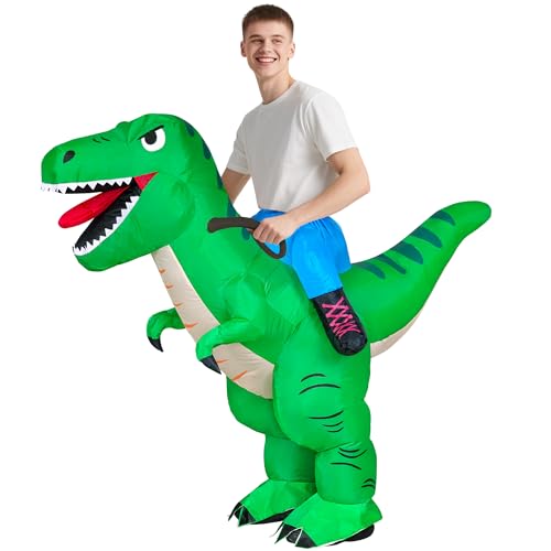 Goenb Inflatable Dinosaur Costume Adult Blow Up Dinosaur Costume Funny Riding T Rex Costumes Adults for Easter Halloween Cosplay Party