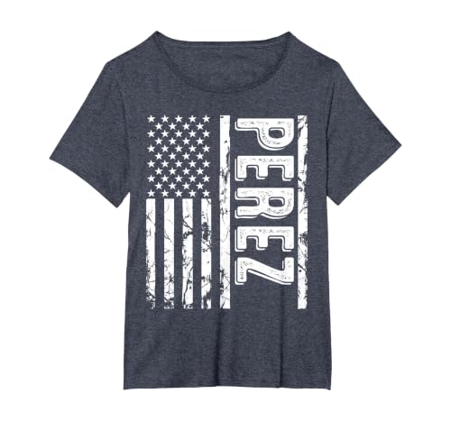 Perez Last Name Funny Surname Team Perez Family Reunion T-Shirt, Women's Plus, Heather Blue, 6X