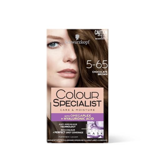 Schwarzkopf Colour Specialist At Home Permanent Hair Colour With Omegaplex Anti-Breakage Technology And Hyaluronic Acid With 2 After Colour Repair Masks For Softer Hair, 5.65 Chocolate Brown 165ml