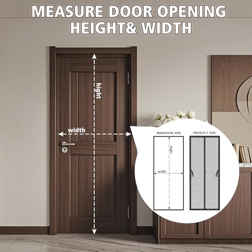 Magnetic Screen Door - Bugs Out, Breeze in - Heavy Duty Double-Stitched Mesh,Hands-Free Design - Pet and Kid Friendly, Fits Front/Sliding/Patio Doors