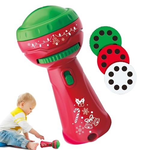 wqibq Linterna Proyector Navidad,Linterna Proyector | Juguete de educación temprana - de antorcha para niños, de diapositivas con 24 patrones navideños, divertido niño