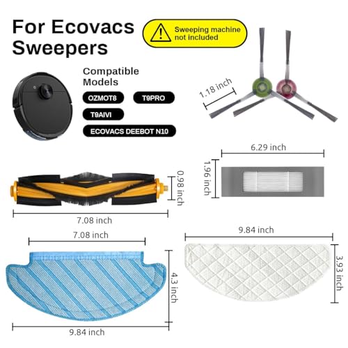 Image of Replacement Accessories Replenishment Part Compatible with Ecovacs Deebot Ozmo T8 | T8 AIVI | N7 | N8 | N8 Pro+ | OZMO 920 | 950 | N10 |T9 PRO, T9 AIVI Robot Vacuum