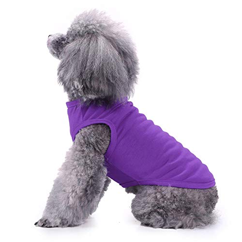 Dog Shirts Clothes, Chol&Vivi Dog Clothes T Shirt Vest Soft And Thin, 2Pcs Blank Shirts Clothes Fit For Extra Small Medium Large Extra Large Size Dog Puppy, Medium Size, Blue And Purple #TOP3