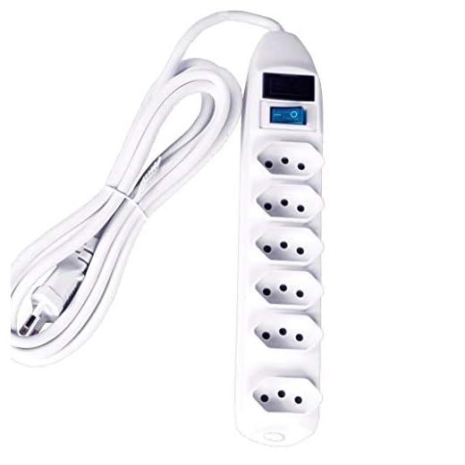 Filtro de Linha Branco 6 Tomadas 10A cabo com 3 metros