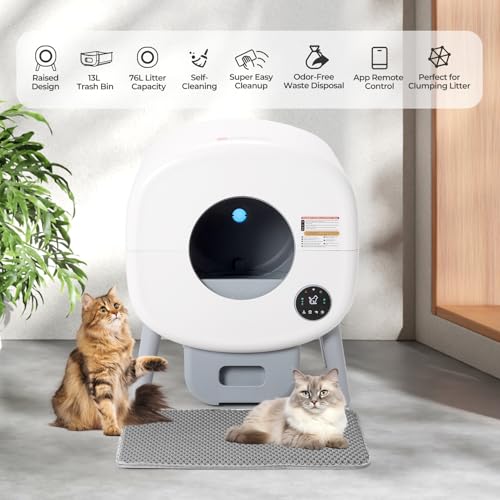 Fsitego Self-Cleaning Cat Litter Box: Extra Large Automatic Litter Box for Multiple Cats, Odor Control, Low Noise, App & Panel Control, Easy Waste Disposal by Fsitego - Image 6