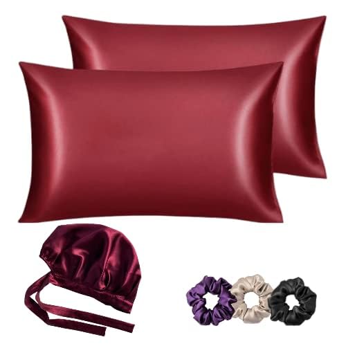 Image of Atrube's Satin Bonnet for Curly Hair | Silk Bonnet for Hair | Combo Pack of 2 Satin Pillowcases 3 Silk Scrunchies Adjustable HairCap