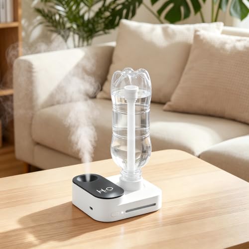 Travel Humidifier, Portable Mini Cool Mist Humidifier, Small Bottle Humidifier with Auto Shut-Off, Night Light, USB Rechargeable, for Bedroom, Office, Hotel, Car and Plants,White - Image 4