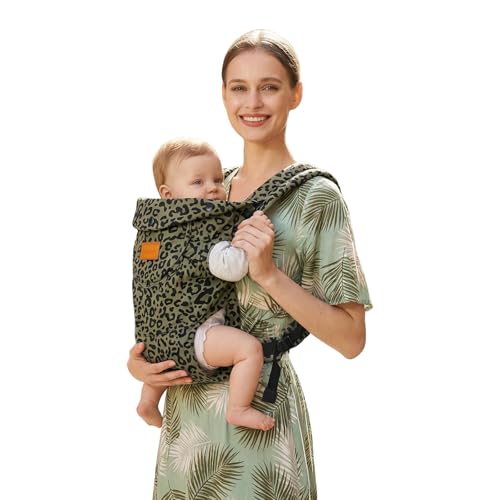Shiaon Baby Carrier Newborn to Toddler 8-30lbs Green Leopard Print