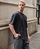 Botong Mens Oversized T Shirt Vintage Heavy Cotton T-Shirt Unisex Loose Fit Acid Wash Tee One pc Black S #2