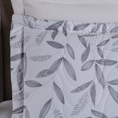 Cobre Leito Colcha Casal Queen 3 Peças Hipercal 200 Fios Matelado Estampado Colori (Outono Cinza)