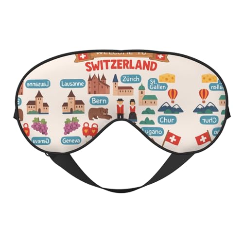 Welcome to Switzerland - Masque de sommeil doux pour les yeux - Pour la maison et le camping - Bloque la lumière - Confortable pour la plupart des utilisateurs