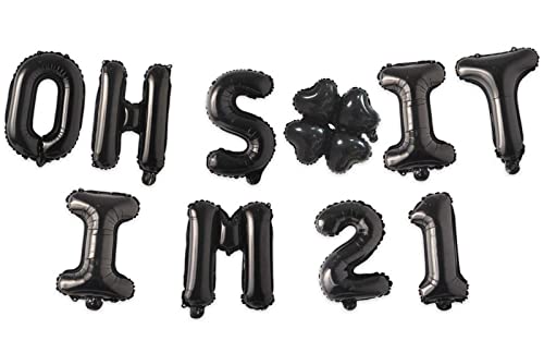 Image of Oh I'm 21! Latex Balloons 16 Inch Black Hallo Twenty Five Cheers to 21 Years Old Theme Decor for Man Woman Happy 21st Birthday Party Photo Studio Prop Flag Decorations Favors Supplies