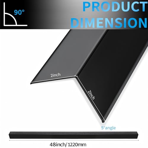 Image of 12-Piece Set, Extra Thick (1mm) Stainless Steel 90 Wall Corner Guards, 2x2x48 Inches, for Wall Corner Protection & Decoration. (12, Bright Titanium Black)