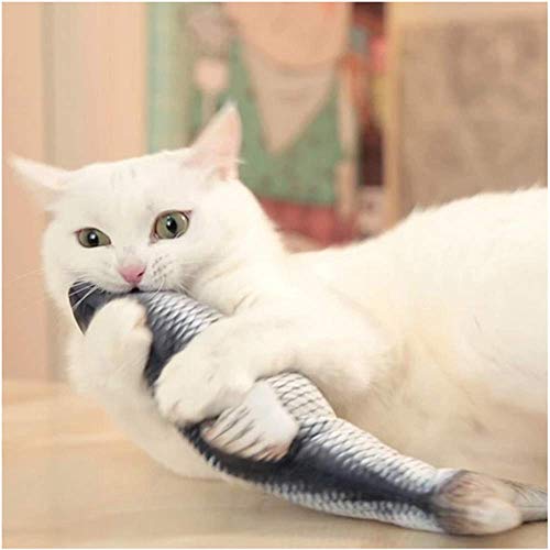 ASVEL Realistic Plush Simulation Electric Doll Dancing Fish, Funny Interactive Pets Chew Bite Supplies for Cat/Kitty/Kitten Fish Flop Cat Toy Catnip Toys - Perfect for Biting, Chewing and Kicking (A)