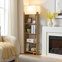 ZGREN Bookshelf Floor Lamp Shelves Standing Narrow Book Shelf with 3 Colors Led Light Library Storage Organizer Furniture for Small Spaces Corner Reading Nook Living Room Bedroom Home Office — image 5